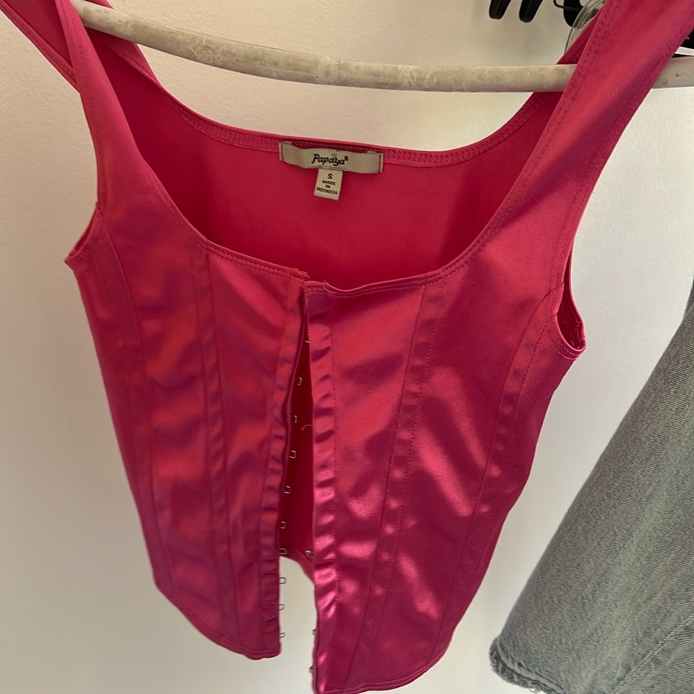 Pink corset silk top